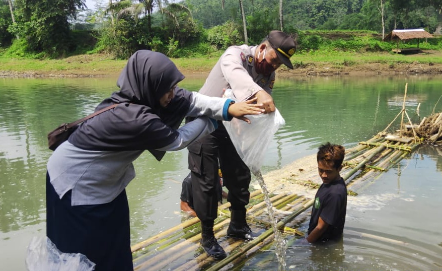 Ribuan Bibit Ikan Ditebar di Kampung Tanggung Lodaya Nusantara Desa Campaka Pangandaran