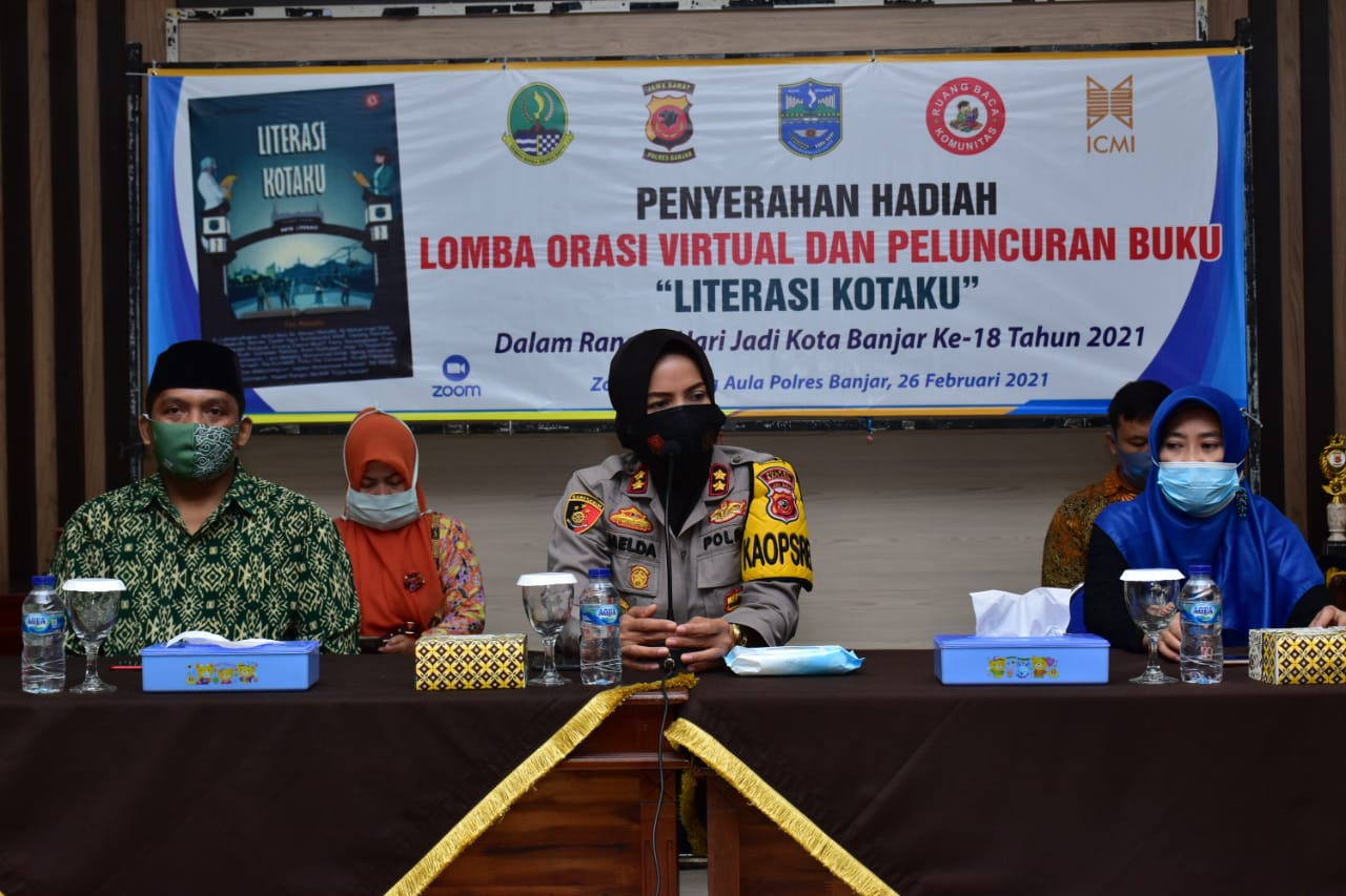 Kapolres Banjar Selenggarakan Acara Penyerahan Hadiah Lomba Orasi Virtual 2021 Secara Daring 