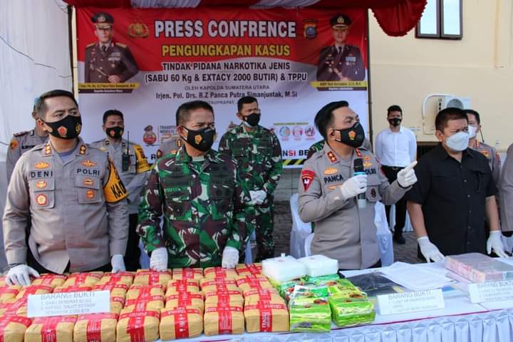 Polres Labuhan Batu Gagalkan Peredaran 60Kg Sabu dan 2.000 Butir Pil Ekstasi