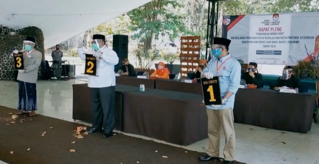 Pengundian Nomor Urut Calon Bupati Dan Wabub Sukabumi, Perketat Protokol Kesehatan.