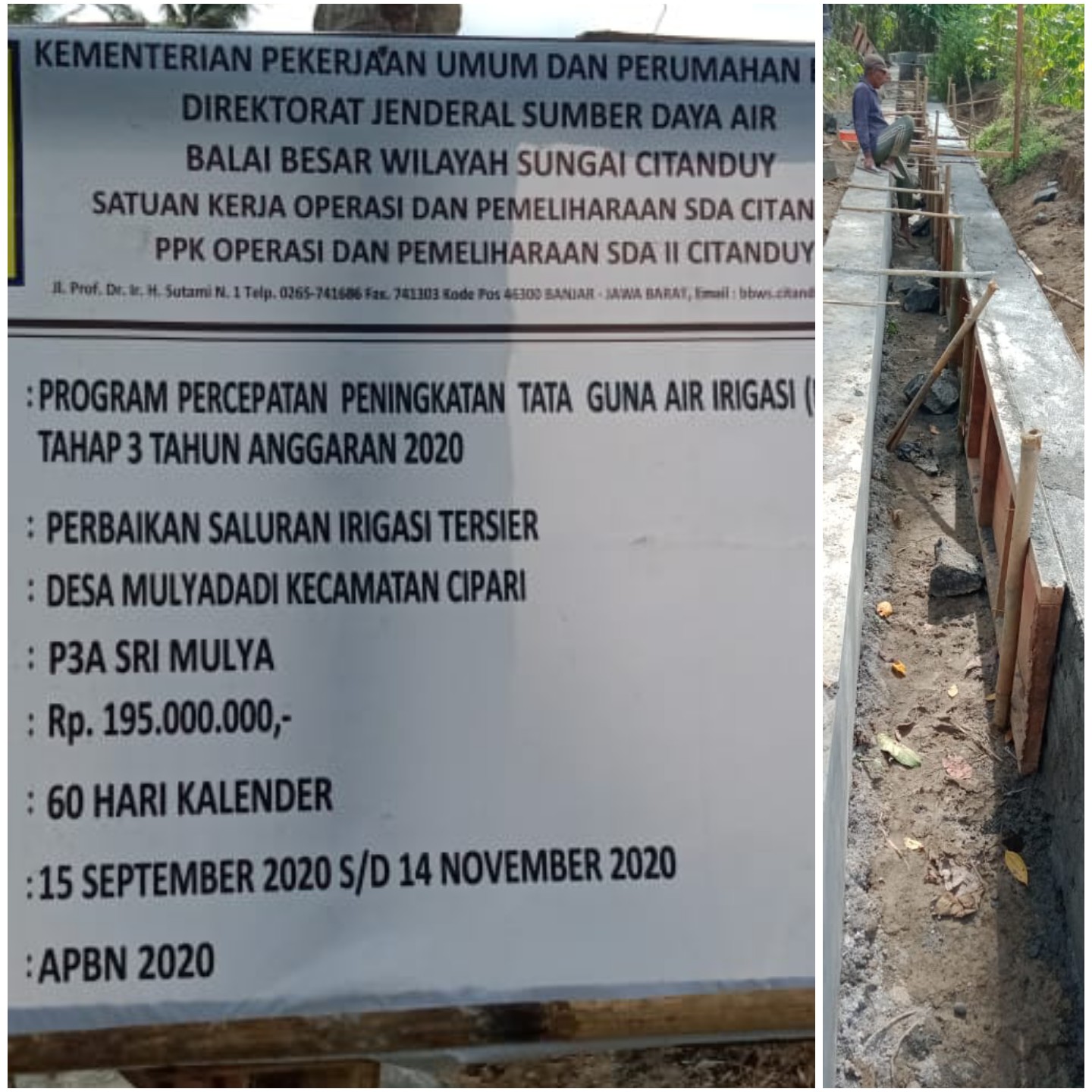 P3A Sri Mulya Desa Mulyadadi  Cilacap Melaksanakan Pekerjaan Dengan Baik. 