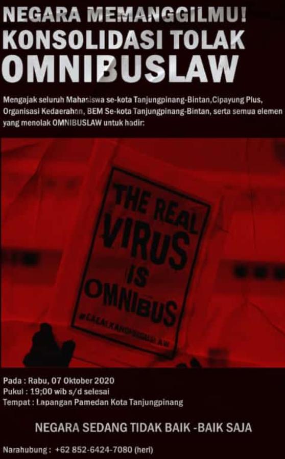VIRAL : Pesan Berantai Ajak Mahasiswa Tolak Omnibuslaw, Pjs. Gubernur Kepri Ingatkan "Zero Toleransi"