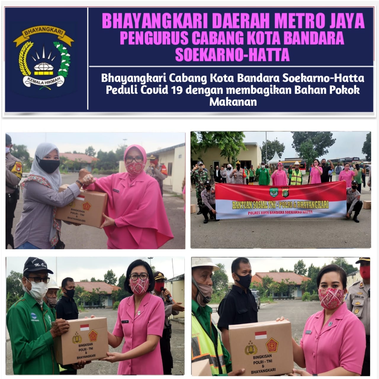 Bhayangkari Cabang Bandara Soeta, Bersatu Melawan Covid-19 Berikan Paket Sembako