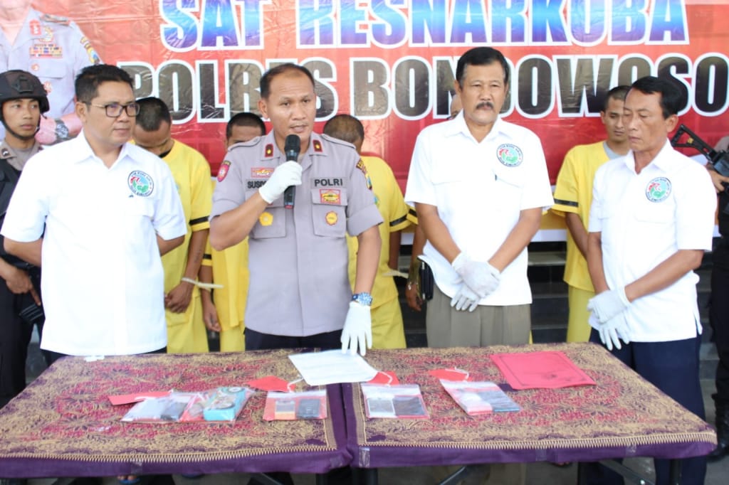 Polres Bondowoso Gelar Press Konferense Kasus Narkoba Bulan Maret Hingga Maret ini