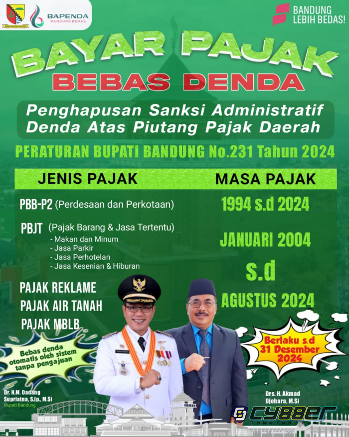 Program BAPENDA Bandung Bayar Pajak BEBAS DENDA Hingga 31 Desember 2024