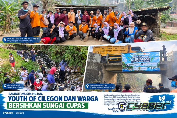 Jelang Musim Hujan, Youth of Cilegon Bersama Warga Gerem Gotong Royong Bersihkan Sungai Cupas