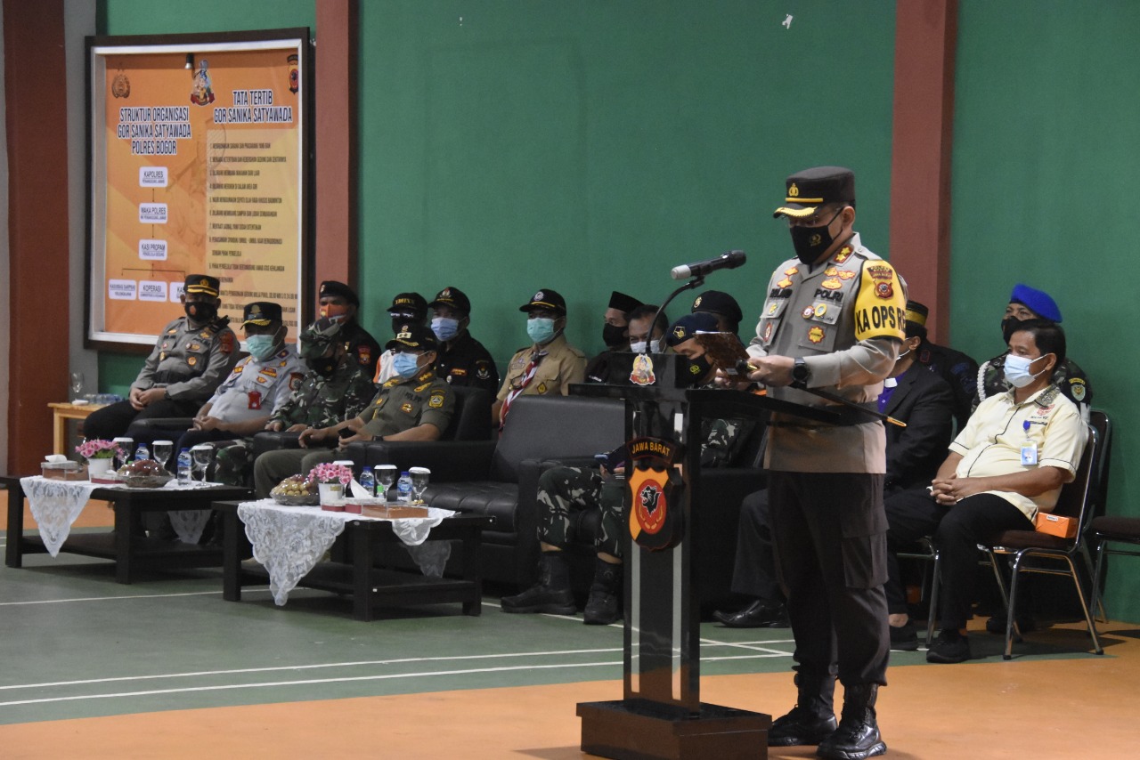2.180 Personil gabungan Polres Bogor Amankan Operasi Lilin dengan Protokol Kesehatan