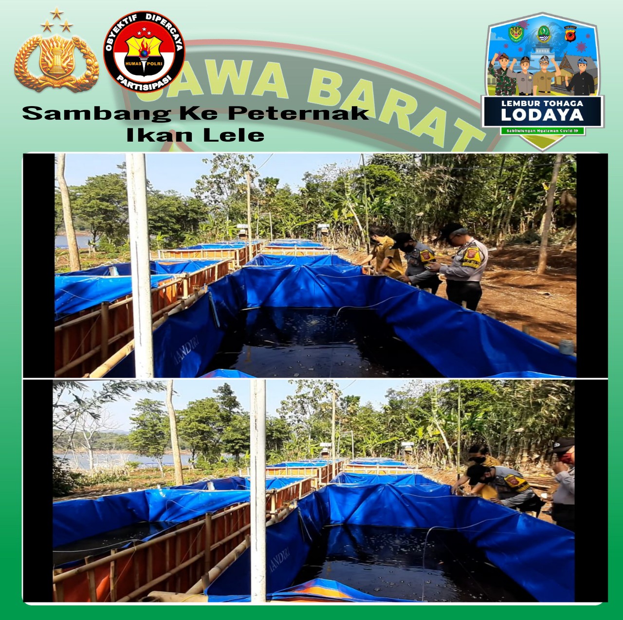 Bhabinkamtbmas Desa Karangpakuan Sambang ke Peternak Ikan Lele Lembur Tohaga Lodaya 