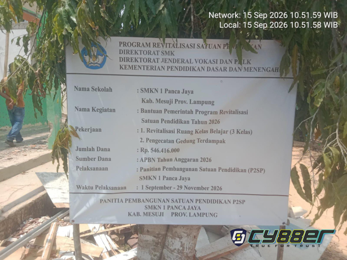 Revitalisasi Ruang Kelas di SMKN I Panca Jaya Mesuji, Disinyalir Terjadi Penyimpaangan