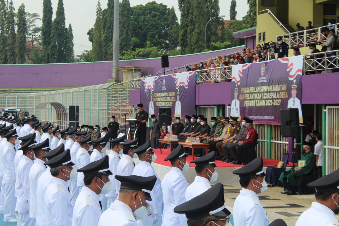 Kapolres Ciamis Menghadiri Kegiatan Pelantikan Kepala Desa Terpilih dalam Pelaksanaan Pilkades Serentak Tahun 2020