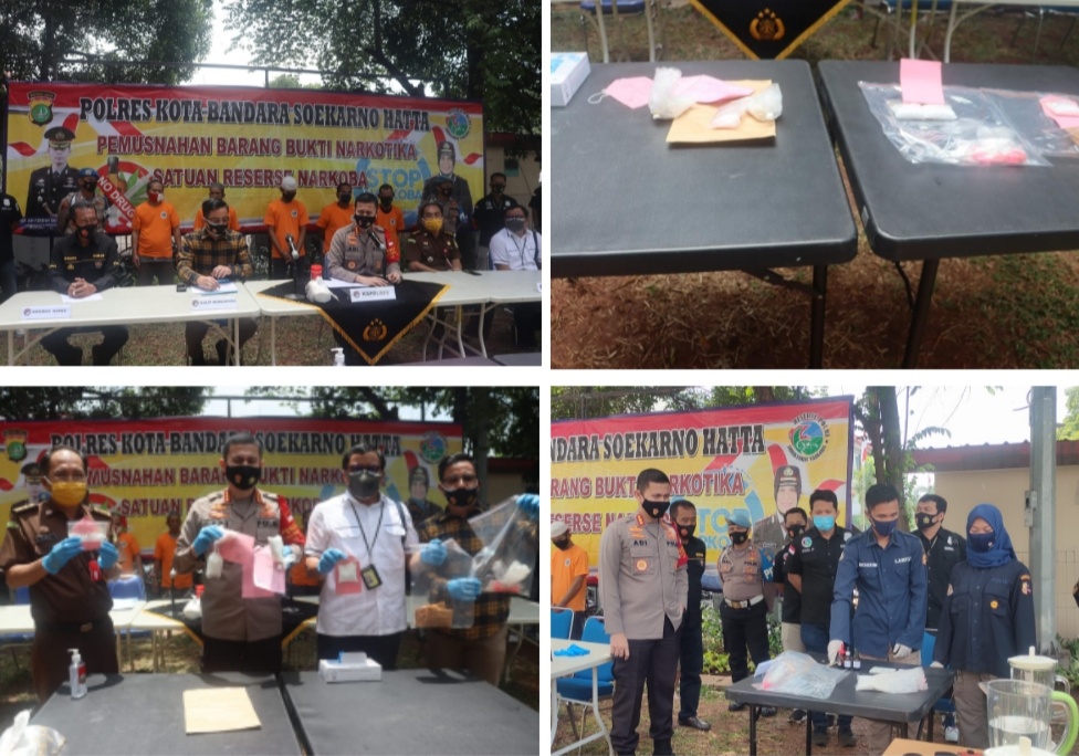 Pemusnahan Barang Bukti Narkoba Sabu Sebanyak 893,7 Gram, Oleh Polresta Bandara Soeta