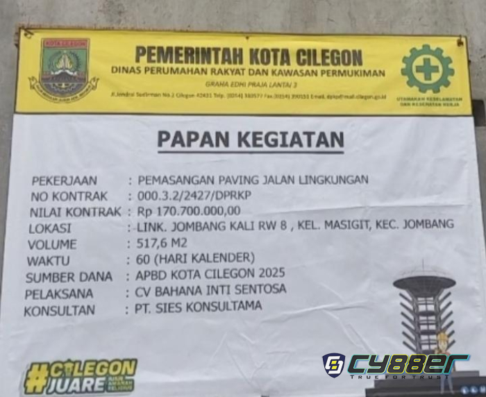 Ketua Japati Minta Wali Kota Cilegon Tegur Keras Perkim dan Kontraktor Proyek Paving Jombang Kali