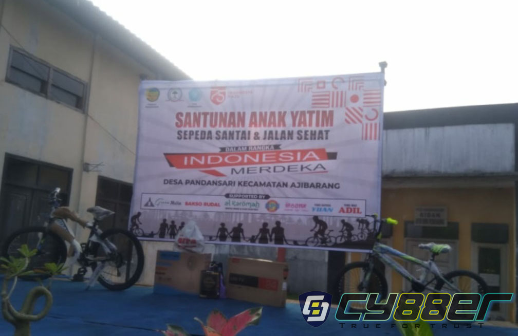 Jelang Peringatan HUT RI ke 75 Desa Pandan Sari Ajibarang Banyumas, Gelar Kegiatan Sepeda Santai dan Santunan Anak Yatim