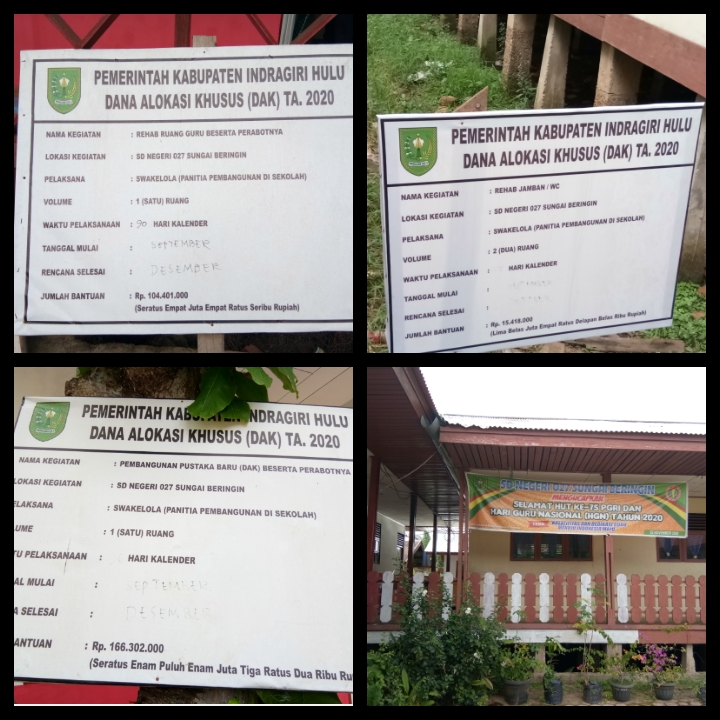 Diduga Indikasi Penggelembungan Dana Rehabilitasi Gedung Sekolah SDN 027 di Kabupaten Indragiri Hulu