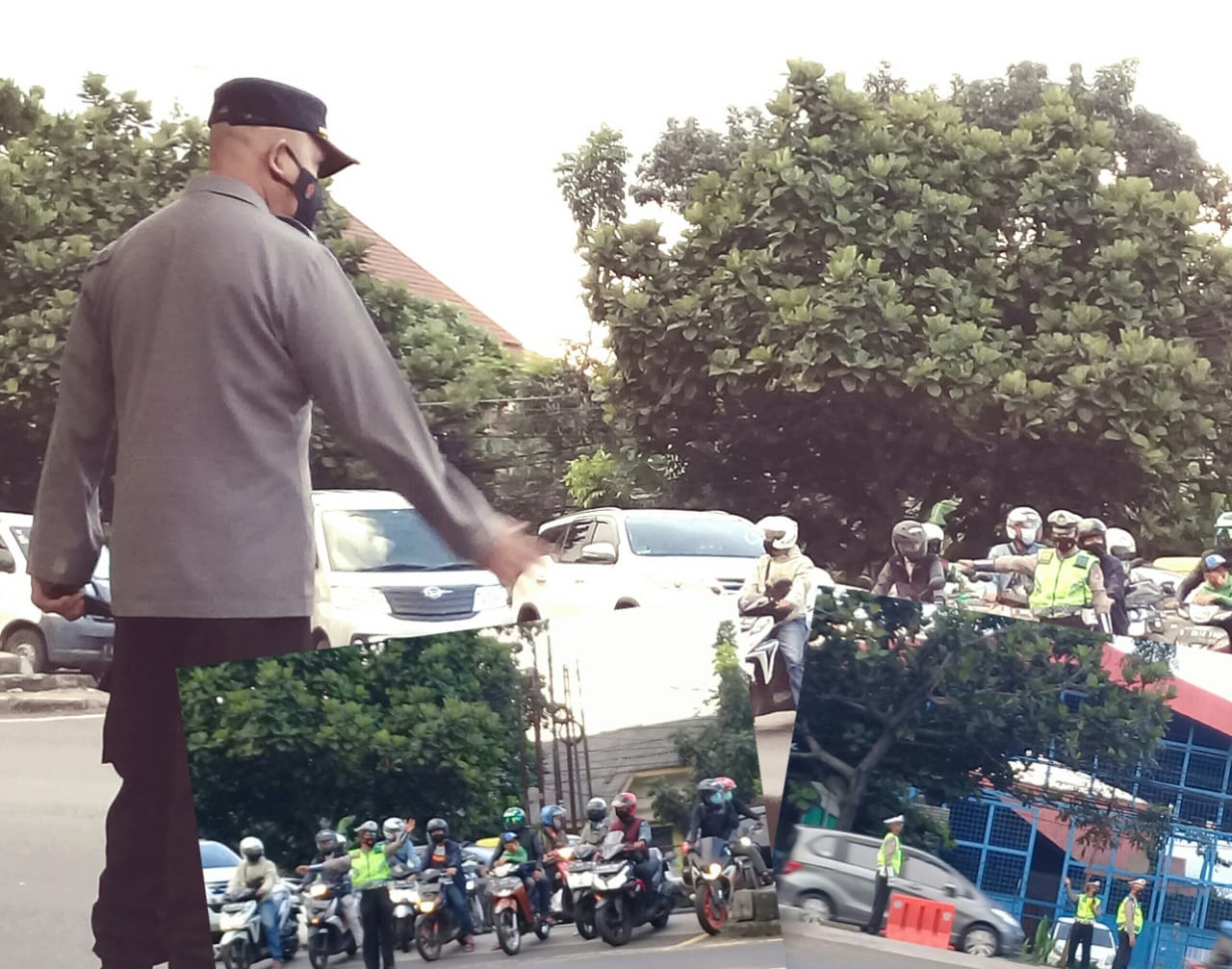 Jelang Buka Puasa Anggota Polisi di Jalan Soekarno-Hatta Nampak Lebih Sibuk Atur Lalin