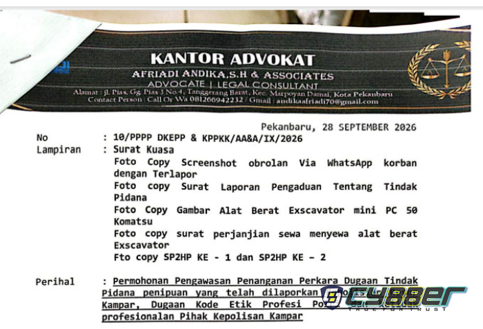 Surati Kapolri, Kompolnas, Ombudsman RI, Itwasum Polri, Bareskrim Polri, Irwasda dan Kapolda Riau “Polres Kampar Minta Diawasi?”