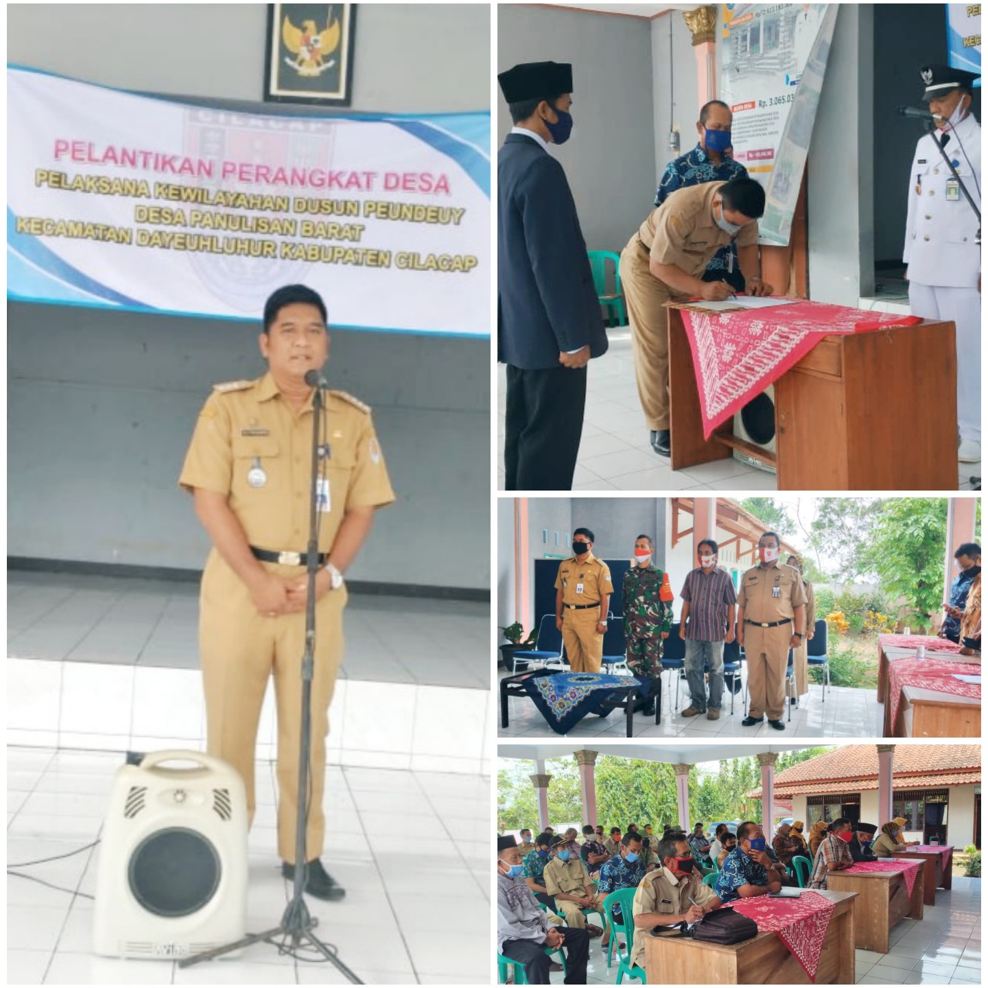 Pelantikan Perangkat Desa Unsur Wilayah Kadus Peundeuy Dengan Protokol Covid-19 Di Desa Panulisan Barat. 