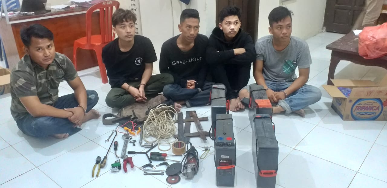 5 Pelaku Curat Battrey Tower Dari Balam Ditangkap Polsek Kalianda