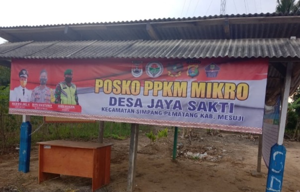 Posko PPKM Mikro Desa Jaya Sakti Mesuji Hanya Pasang Spanduk Saja di Tempat Parkir