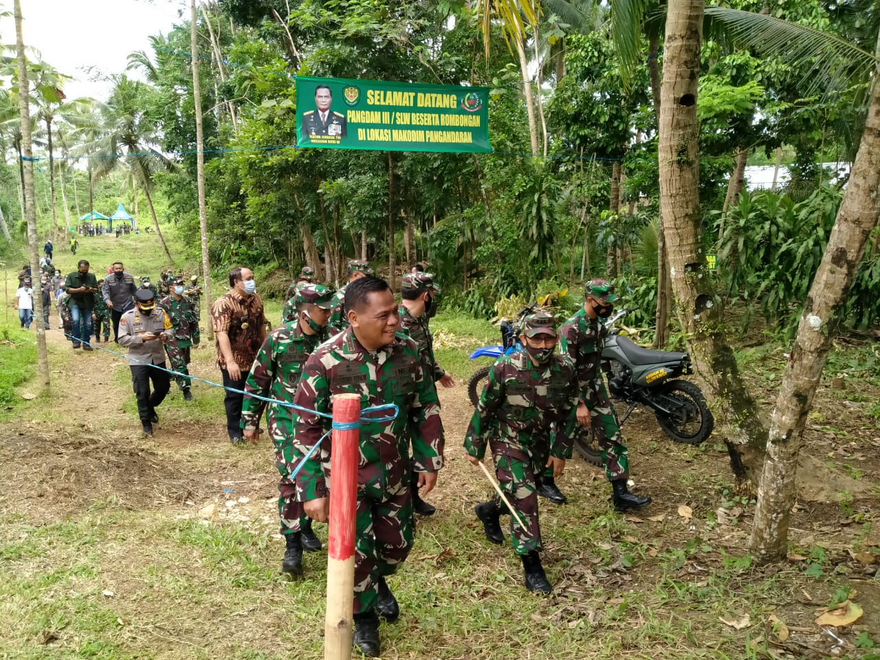 Kapolres, Dandim 0613 Ciamis dan Bupati Pangandaran  Sambut Kehadiran Pangdam 111 Siliwangi dilokasi Pembangunan Gedung Kodim Pangandaran
