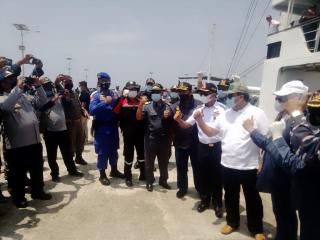 Bupati Pangandaran Bersama Kadis Perhubungan Jabar Hadiri Uji Coba Kapal KN Prajapati 