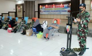 Giat Donor Darah Oleh Personel TNI AU Lanud Roesmin Nurjadin Pekanbaru