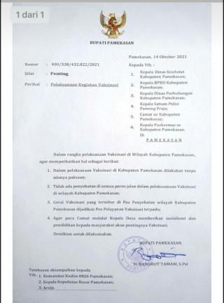 Pemkab Pamekasan Terbitkan Surat Edaran Kepada Petugas Agar Tidak Ada Paksaan Dalam Vaksinasi
