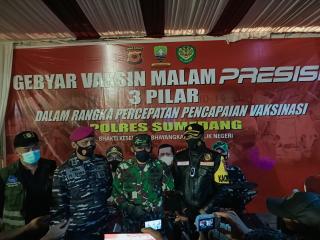 Gebyar Vaksin Malam Presisi 3 Pilar, Guna Percepatan Pencapaian Vaksinasi Polres Sumedang