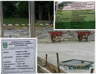 Proyek Pembangunan Sarana Olah Raga di Taman Bukit Gelanggang Dumai 2021 Diduga Asal Jadi