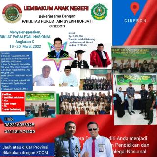 Lembakum Anak Negeri Bersama IAIN Syech Nurjati Cirebon Adakan Diklat Paralegal
