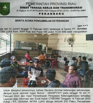 Soal SIO Diduga Palsu, Disnaker Provinsi Riau Selediki Informasi, Kejari Siak Persilahkan Polres Lakukan Pemeriksaan