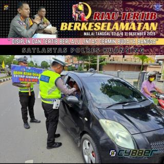 Sat Lantas Polres Kuansing Gelar Sosialisasi Program Riau Tertib Berkeselamatan Kepada Masyarakat dan Penggendara