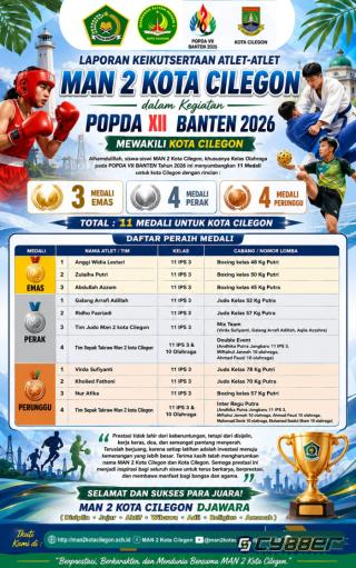 Siswa MAN 2 Kota Cilegon Sumbang 11 Medali untuk Kota Cilegon di POPDA XII Banten 2026