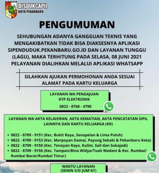 Sudah 6 Hari, Sistem Online Kependudukan Kota Pekanbaru Alami Black Out