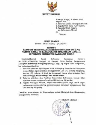 Surat Edaran Bupati Mesuji Larang ASN Gunakan Gas Melon Bersubsidi Terkesan Diabaikan, Warga : Pelanggar Harus Diberi Sanksi