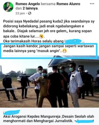 Diduga Lecehkan Profesi Wartawan, Postingan Akun Facebook Romeo Angelo Dipersoalkan