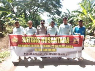 Polsek Arahan Menggelar Deklarasi Damai Sebagai Wujud Komitmen Bersama Sukseskan Pilkada Kab.Indramayu