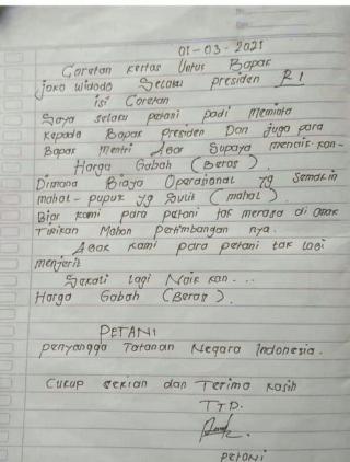 Coretan Petani ke Jokowi Minta Harga Gabah Dinaikkan