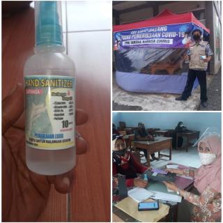 SMK Taruna Bangsa Kabupaten Ciamis Bagikan Hand Sanitizier Produk Sendiri