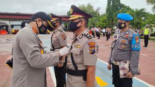 Kapolres Inhu Pimpin Upacara Serah Terima Jabatan Dijajaran Polres Inhu Riau