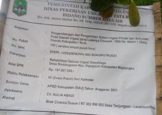 Terkait Pekerjaan Irigasi Sawahlega yang Dinilai ada Ketidakberesan, Masyarakat Meminta Dinas PUTR Majalengka Segera Turun ke Lokasi
