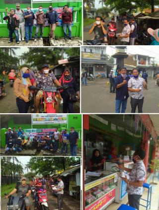 Kades Tambun bagikan Masker Kepengguna jalan, Lawan Covid-19