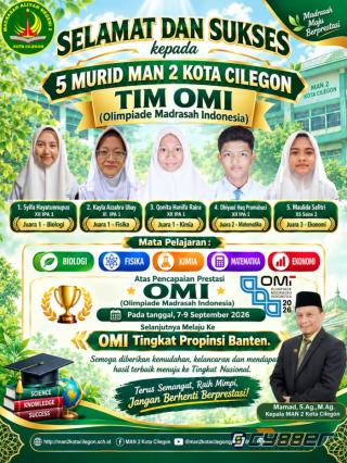Lima Siswa MAN 2 Kota Cilegon Raih Juara OMI-K, Siap Melaju ke Tingkat Provinsi Banten