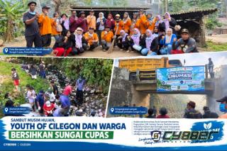 Jelang Musim Hujan, Youth of Cilegon Bersama Warga Gerem Gotong Royong Bersihkan Sungai Cupas