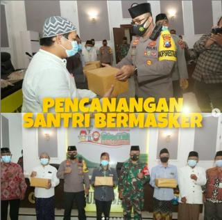Putuskan Mata Rantai C19 Kapolrestabes Surabaya Bersama Forkopimda Galang Santri Bermasker