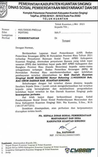 Nama ASN dan Nama Ganda Penerima BST di Kuansing Dipertanyakan BPK RI 