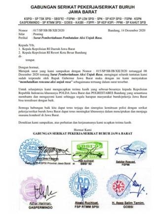 Gubernur Jabar Terbitkan SK perubahan UMK 2021 Empat Kab/Kota, Buruh Batalkan Unras di Gedung Sate